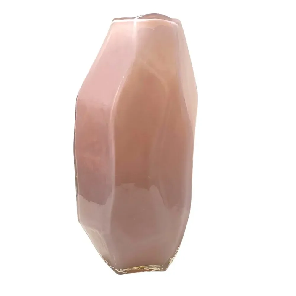 Pink Ombré Glass Flower Vase - Unique Geometrical Artsy Decor